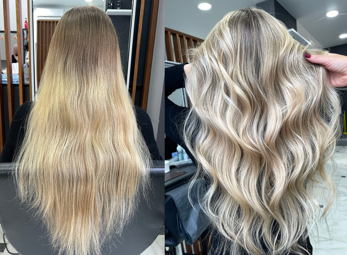 Hair extensions before and after transformation